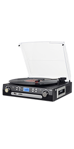 DigitNow M504 Digitnow Bluetooth Record Player Turntable With Stereo  Speaker, Lp Vinyl To Mp3 Converter With Cd, Cassette, Radio, Aux In And U